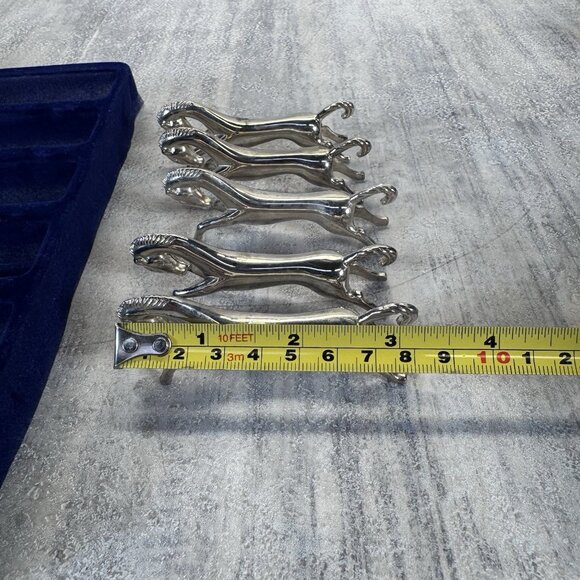 Set of 5 MCM Vintage Elegance Silver Plate Figural Horse Knife Rests in Box EUC - Picture 6 of 9